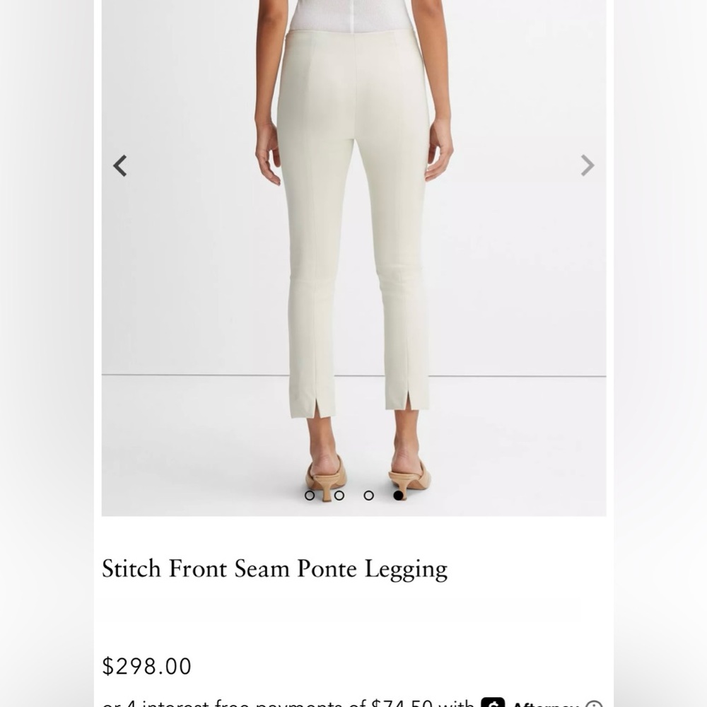 Vince stitch front seam ponte legging pants split hem Gesso light grey Medium - Picture 8 of 16